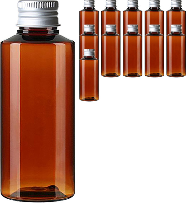 Glassdomae AC100 棕色透明飲料容器 鋁製銀蓋, 100ml, 12個