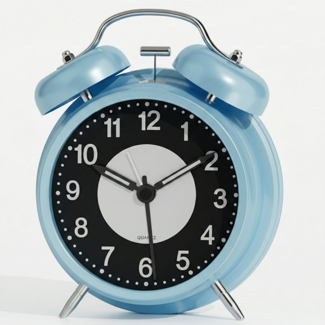 夜光靜音大聲鬧鐘 學生用桌鐘, 藍色
