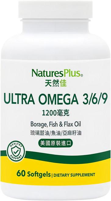 NaturesPlus 天然佳 Ultra Omega 3/6/9 軟膠囊, 60顆, 1罐