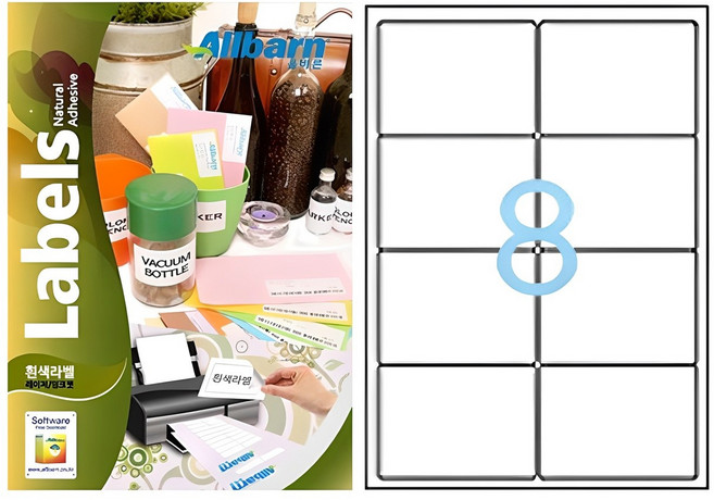 올바른라벨 라벨지 AL008, 8칸, 100개