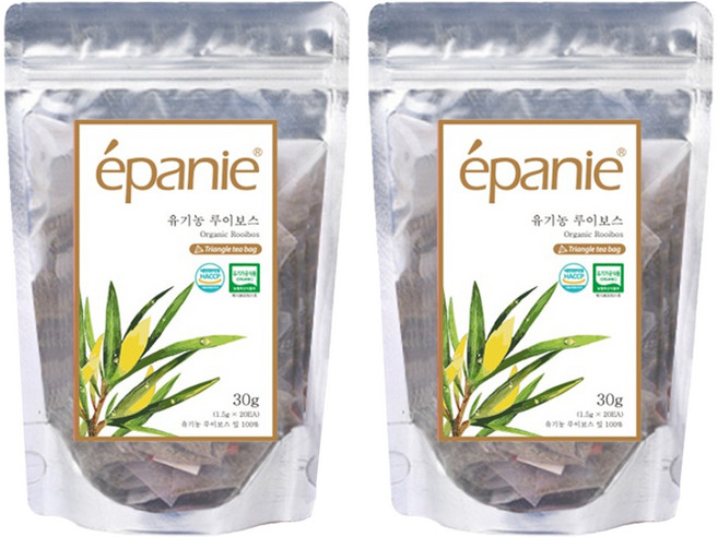 에빠니 유기농 루이보스 허브차 삼각망 티백, 1.5g, 20개입, 2개