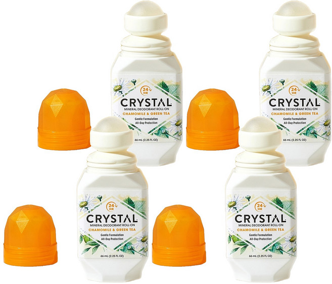 크리스탈 바디 데오드란트 롤온타입 카모마일 & 그린티, 66ml, 4개