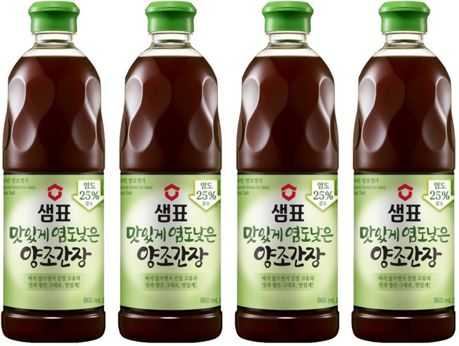 샘표 맛있게 염도낮은 양조간장, 860ml, 4개