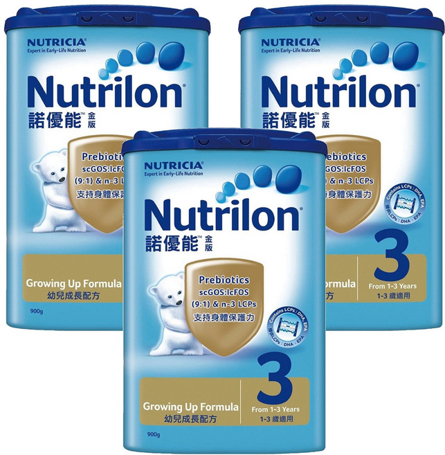 Nutrilon 諾優能 金版幼兒成長配方 3號 1~3歲, 900g, 3罐