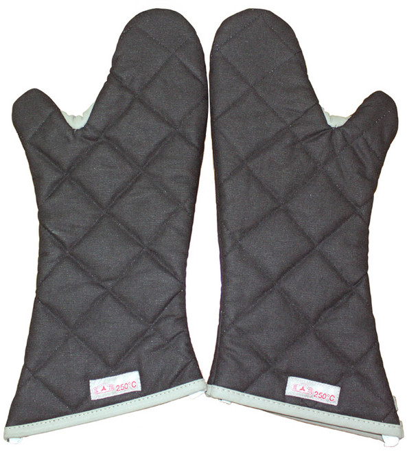 TRIARROW 三箭牌 250°C 耐熱手套 全棉帆布 虎口防燙強化耐高溫, 黑色, 1雙