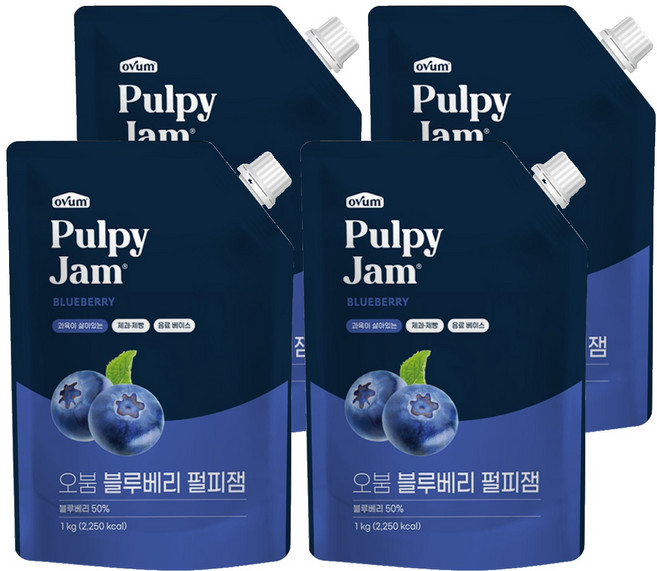 오붐 블루베리 펄피잼, 1kg, 4개