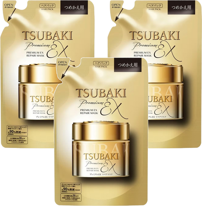 TSUBAKI 思波綺 金耀瞬護髮膜EX補充包, 150g, 3包