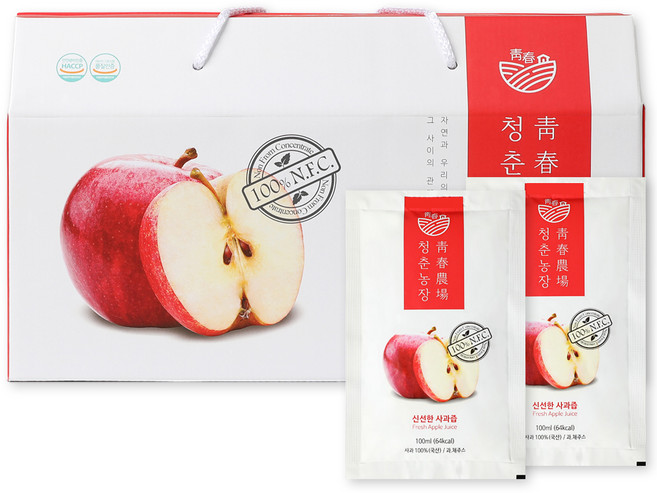 청춘농장 신선한 사과즙, 100ml, 30개