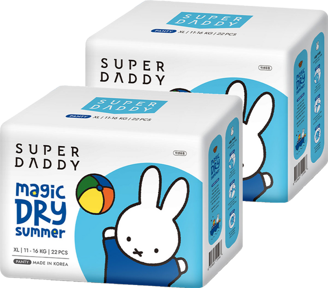 슈퍼대디 미피 썸머 팬티형 기저귀, 특대형(XL), 44매