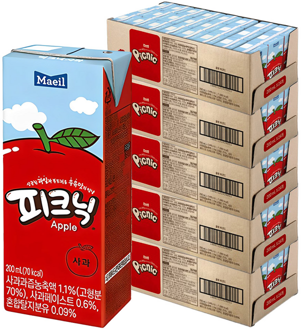 매일유업 피크닉 사과맛, 200ml, 120개