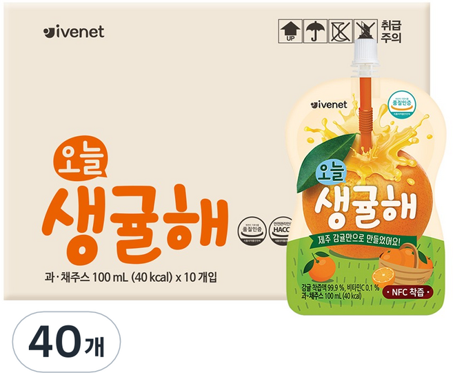 아이배냇 오늘 생귤해 주스, 100ml, 40개