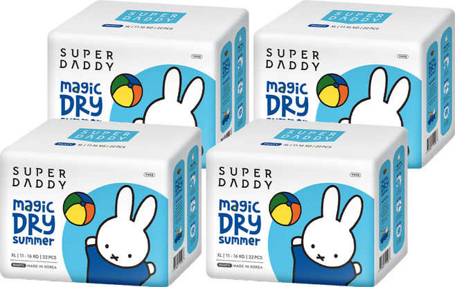 슈퍼대디 미피 매직드라이 썸머 팬티형 기저귀, 특대형(XL), 88매