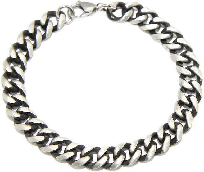 인디라벨 써지컬 스틸 흑버니쉬 팔찌 8mm