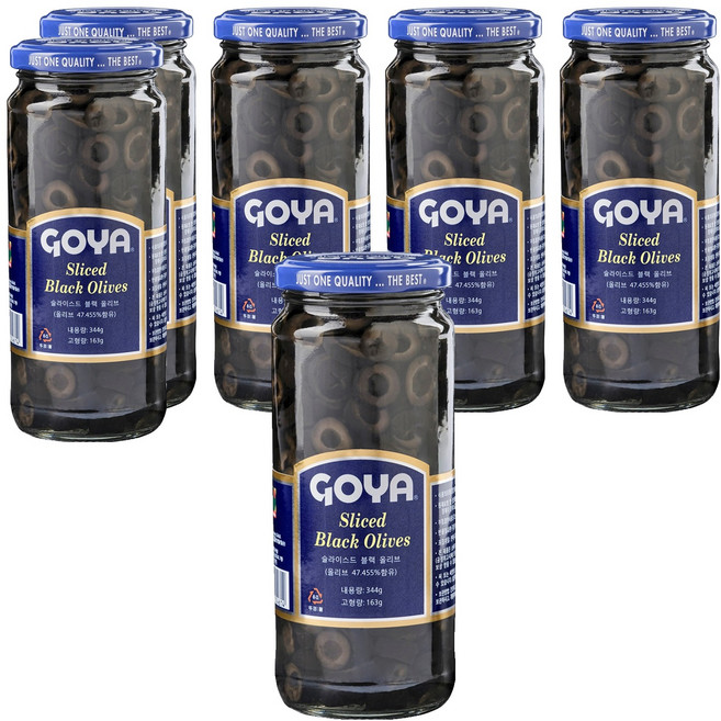 고야 슬라이스드 블랙 올리브 절임, 344g, 6개