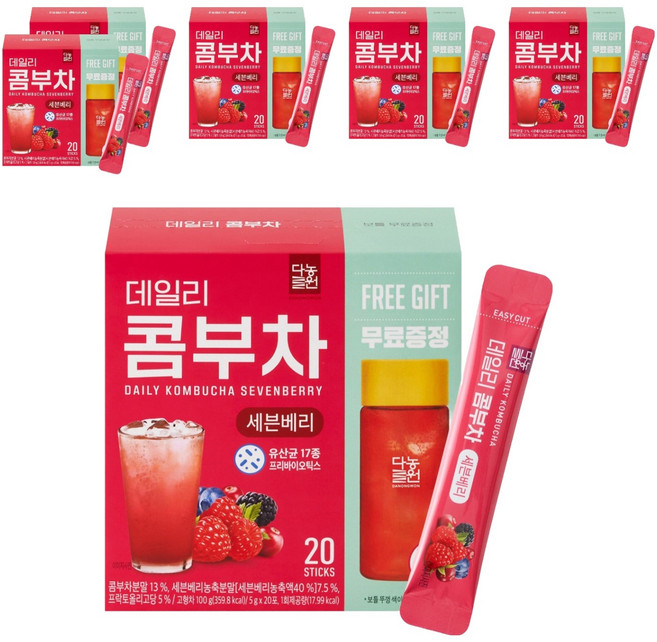 Danongwon 每日康普茶隨身包 綜合莓果味+專用隨行杯, 5g, 20條, 6個