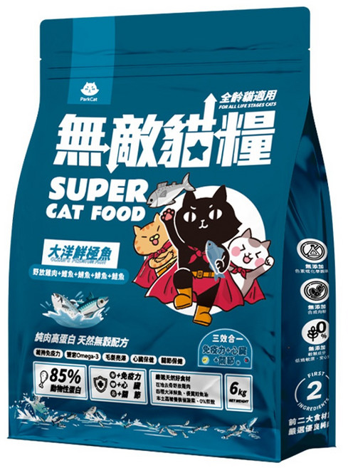 ParkCat 貓樂園 全齡貓 無穀天然高蛋白無敵貓糧, 大洋鮮極魚, 6kg, 1袋