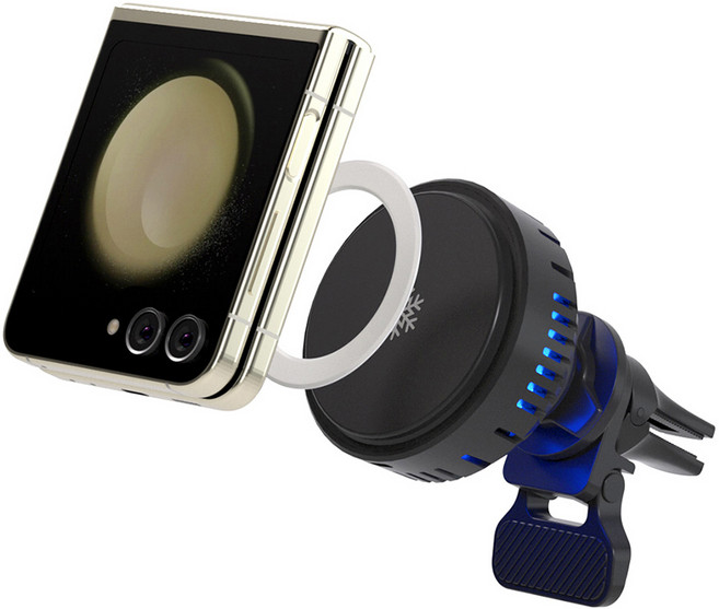 주파집 펠티에 스마트 쿨링 차량용 맥세이프 무선충전 거치대, 블랙, CWC05CP