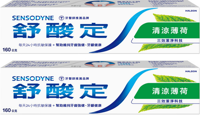 SENSODYNE 舒酸定 長效抗敏牙膏 清涼薄荷, 160g, 2條