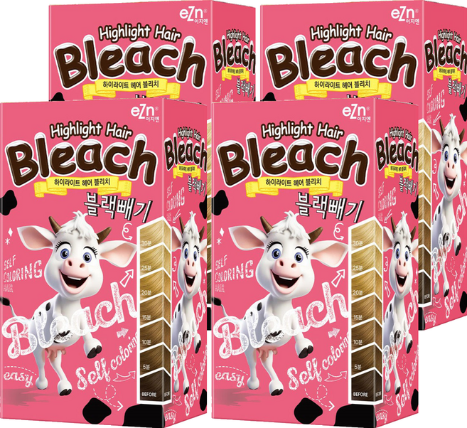 eZn 하이라이트 헤어 블리치 블랙빼기 일반염색약, 4개