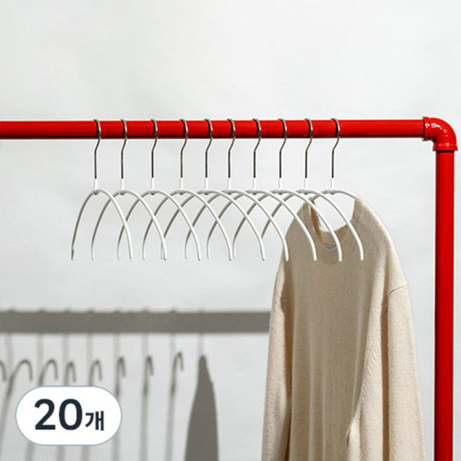 마와 논슬립 옷걸이 이코노믹라이트 36PT 라운드, 화이트, 20개