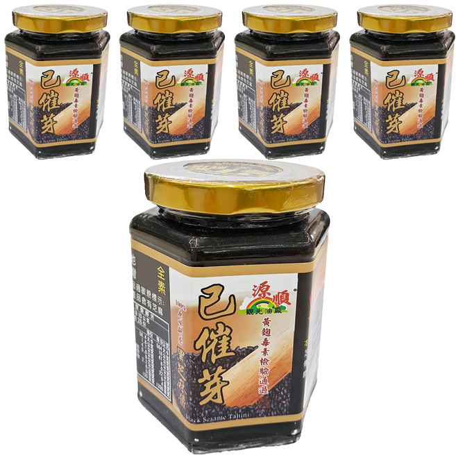 源順製油 已催芽100%原味研磨黑芝麻醬, 260g, 5罐