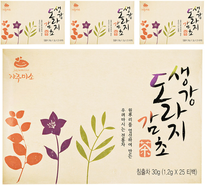 지산식품 생강도라지감초차, 1.2g, 25개입, 4개