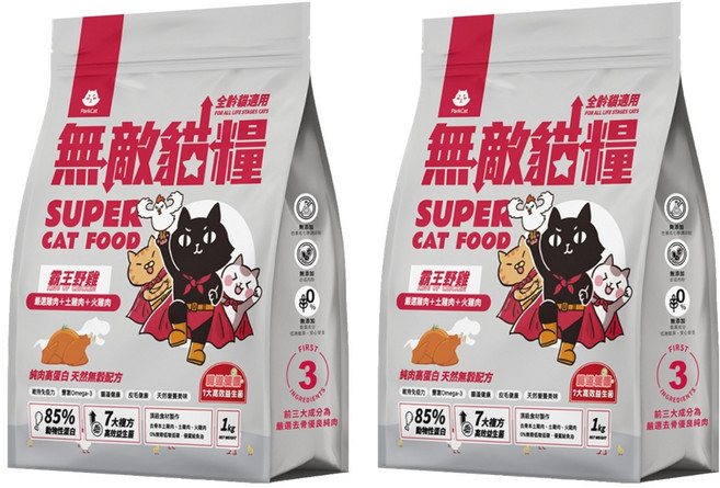ParkCat 貓樂園 全齡貓 無穀天然高蛋白無敵貓糧, 霸王野雞, 1kg, 2袋