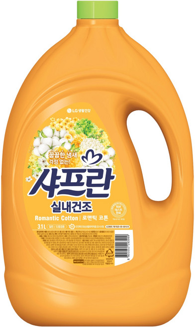 샤프란 실내건조 섬유유연제 로맨틱코튼 본품, 3.1L, 1개