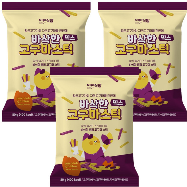 vedansikdang 酥脆綜合地瓜條, 80g, 3包