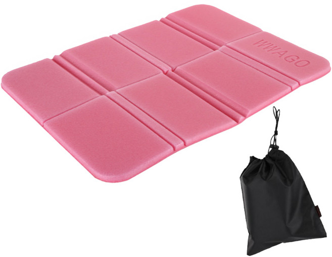 WWAGO 인포켓 사이즈 멀티 휴대용방석 + 파우치 세트, 핑크