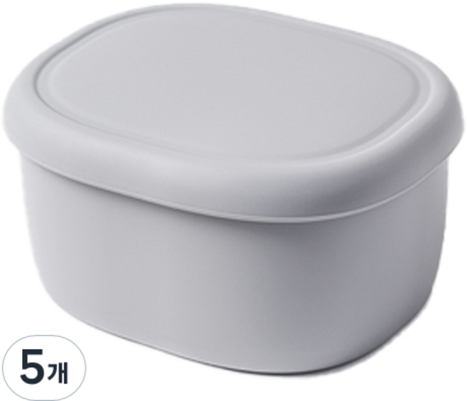 키친팩토리 파스텔 실리콘 라운드 밀폐용기 그레이, 5개, 200ml