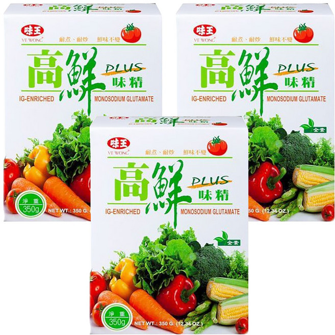 味王 高鮮PLUS味精, 350g, 3盒