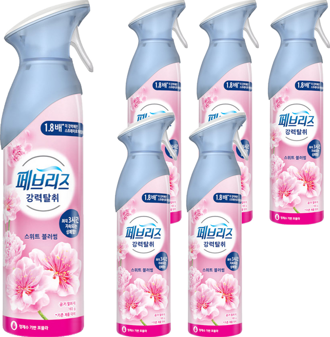 페브리즈 에어 실내 탈취제 스위트 블러썸 본품, 165g, 6개