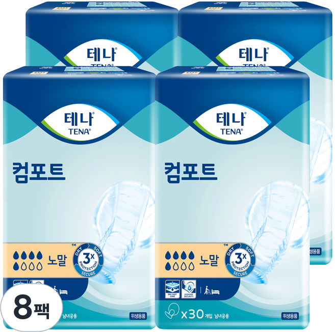 테나 컴포트 성인기저귀 남녀공용, 30매입, 8개, 노말