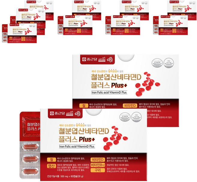 종근당 철분 엽산 비타민D 플러스, 60정, 12개