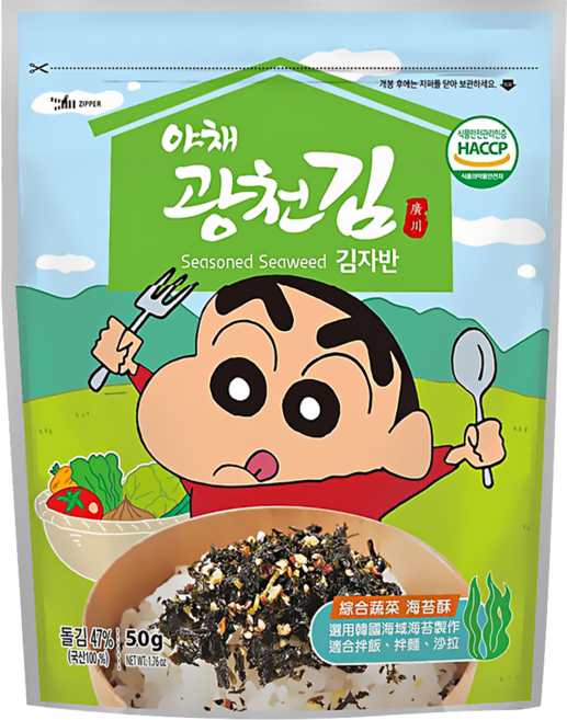 Baekje 百濟 蠟筆小新 綜合蔬菜海苔酥, 50g, 1包