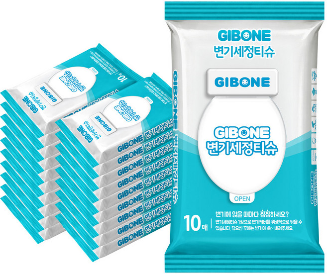 기본에 변기 세정티슈 휴대형 10매, 20개