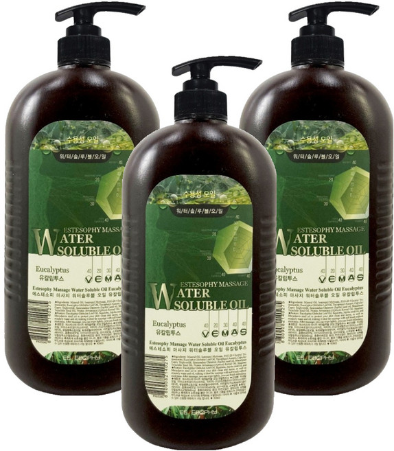 에스테소피 워터솔루블 마사지 오일 유칼립투스, 1L, 3개