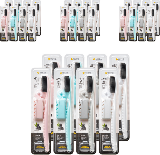 왕타 칫솔 더 탄력있는 블랙, 1개입, 32개