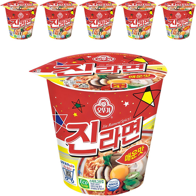 오뚜기 진라면 컵 매운맛 65g, 6개