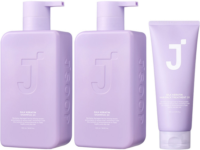 제이숲 실크 케라틴 2X 샴푸 500ml 2p + 헤어팩 2X 트리트먼트 200ml 세트, 1개