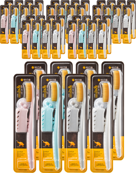 왕타 칫솔 더 부드러운 골드, 1개입, 48개