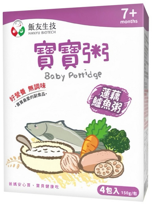 飯友 蓮藕寶寶粥 4包, 1盒, 600g, 鱸魚