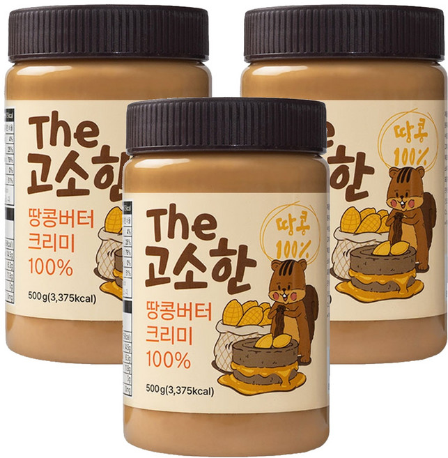더 고소한 땅콩버터 크리미 100%, 500g, 3개