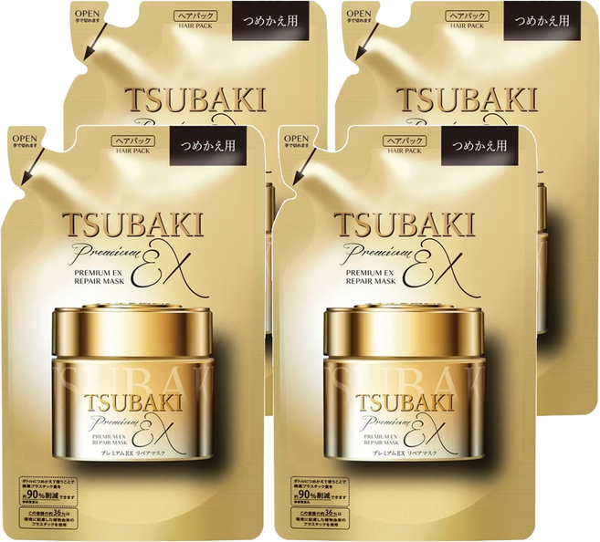TSUBAKI 思波綺 金耀瞬護髮膜EX補充包, 150g, 4包