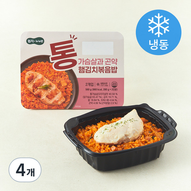 엄지 누누반 통가슴살과 곤약 햄김치볶음밥 (냉동), 280g, 4개