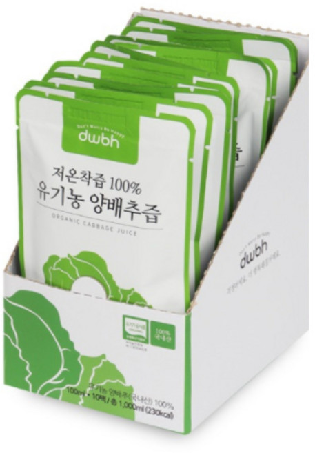 디더블유비에이치 저온착즙 100% 유기농 양배추즙, 1L, 1개