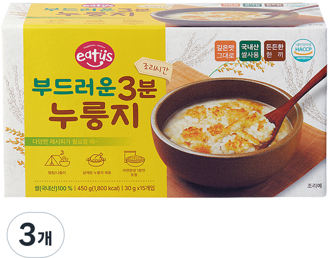 eatus 柔軟3分鐘鍋巴 15入, 450g, 3個