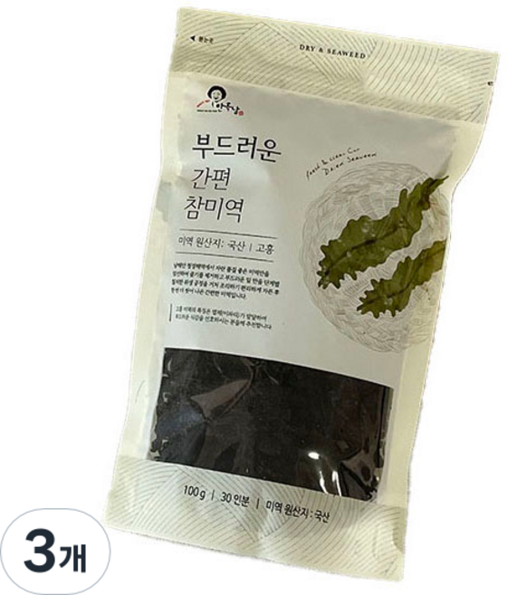 안옥남 부드러운 간편 참미역, 100g, 3개