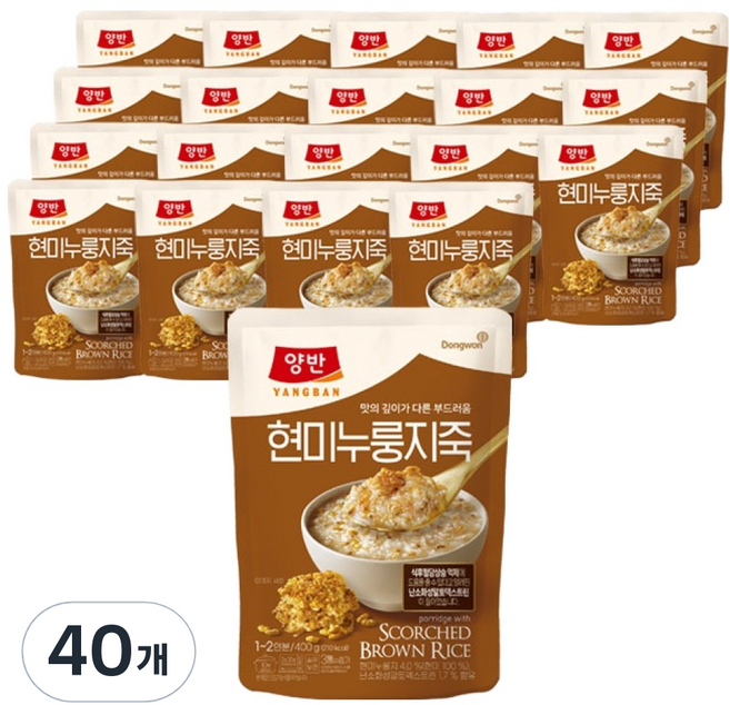 양반 현미 누룽지죽 파우치, 40개, 400g